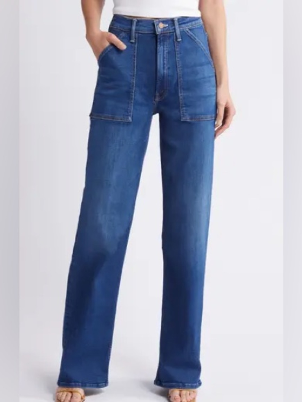 Mother The Patch Maven Heel Wide Leg Jeans sz 26 dark blue